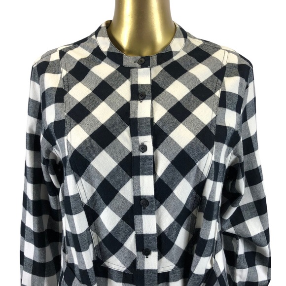 Derek Lam 10 Crosby Shirt Dress, Buffalo Plaid Flannel Cotton, Sz 8, Black White - Picture 4 of 15